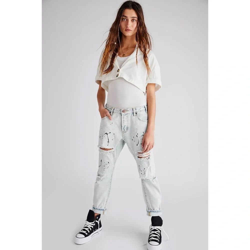 Free People OneTeaspoon Saints Painted Boyfriend Jeans